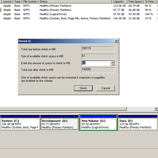 resize partition resize partition